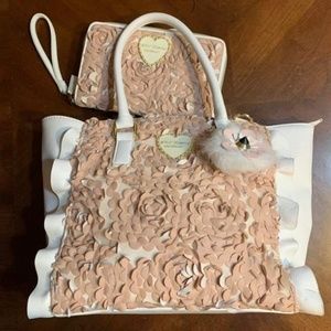 Betsey Johnson Leather and Lace Purse Set Rare